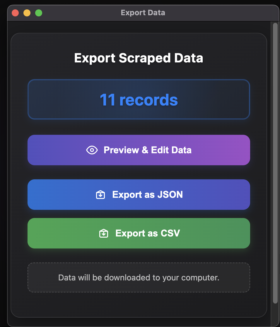 Export data